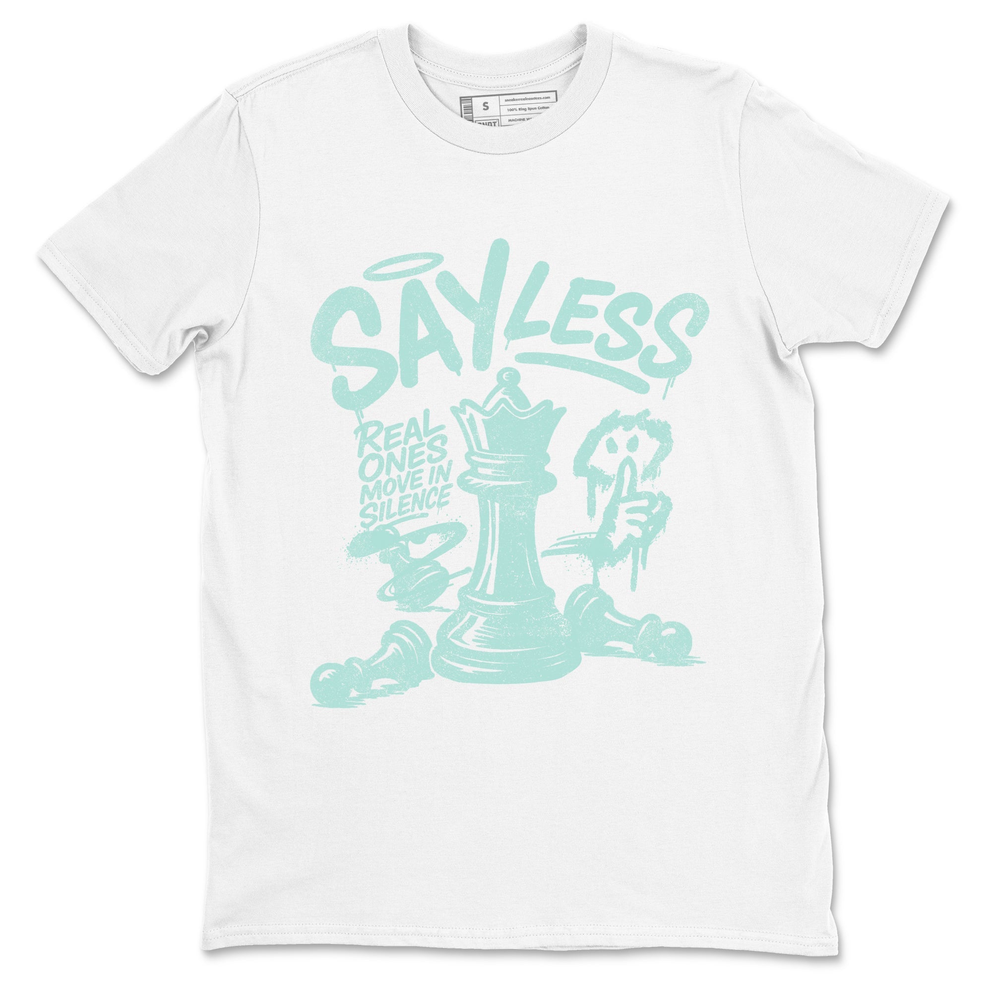 Say Less sneaker match t-shirt styled to complete your fit with the Air Jordan 11 Igloo sneakers, shown in White 2.