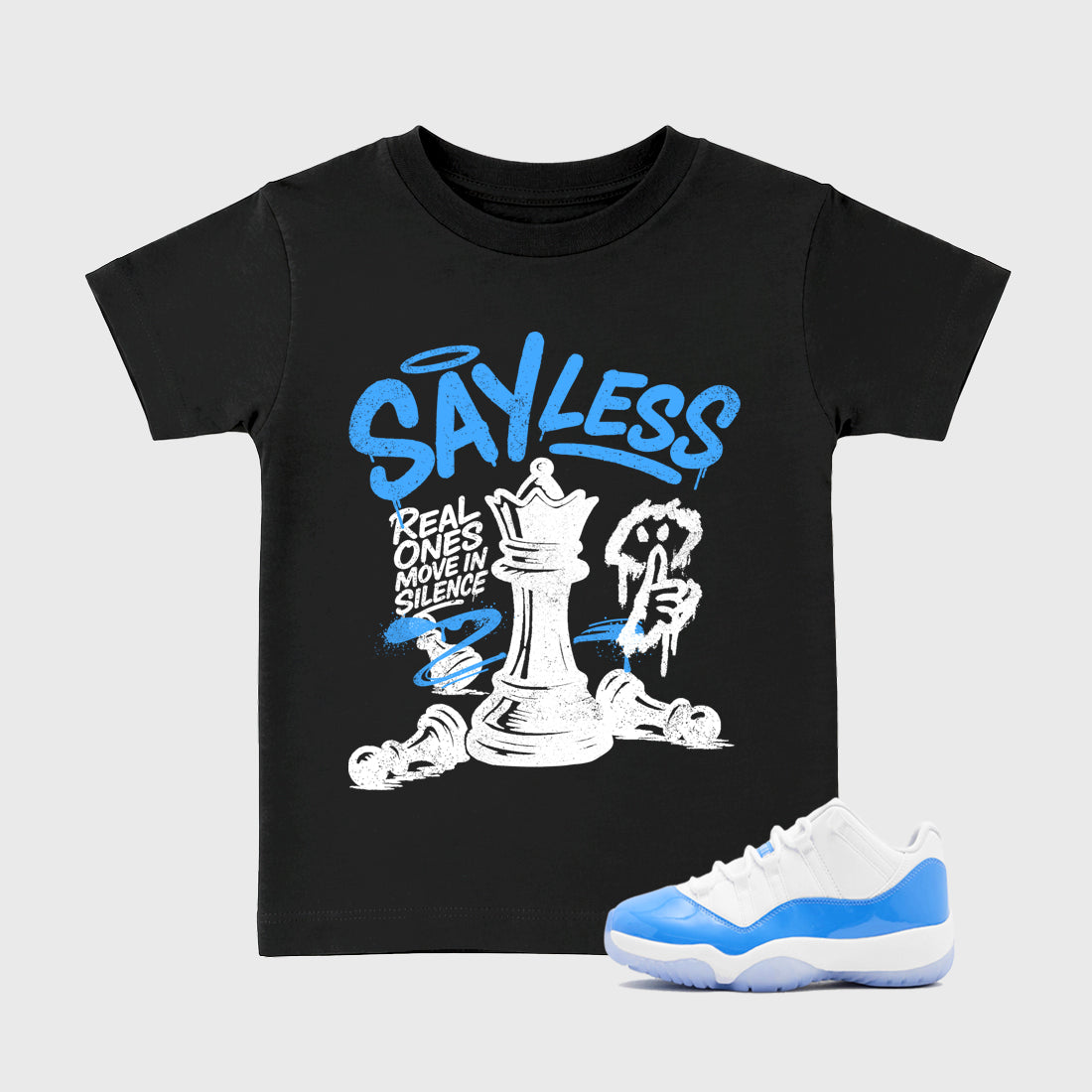 Sneaker match tees – Sneaker Tees To Match Air Jordan 11 University Blue Shoes – Say Less Kids T-Shirt Black 1