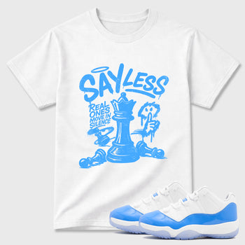 Sneaker match tees – Sneaker Tees To Match Air Jordan 11 University Blue Shoes – Say Less Tee White 1