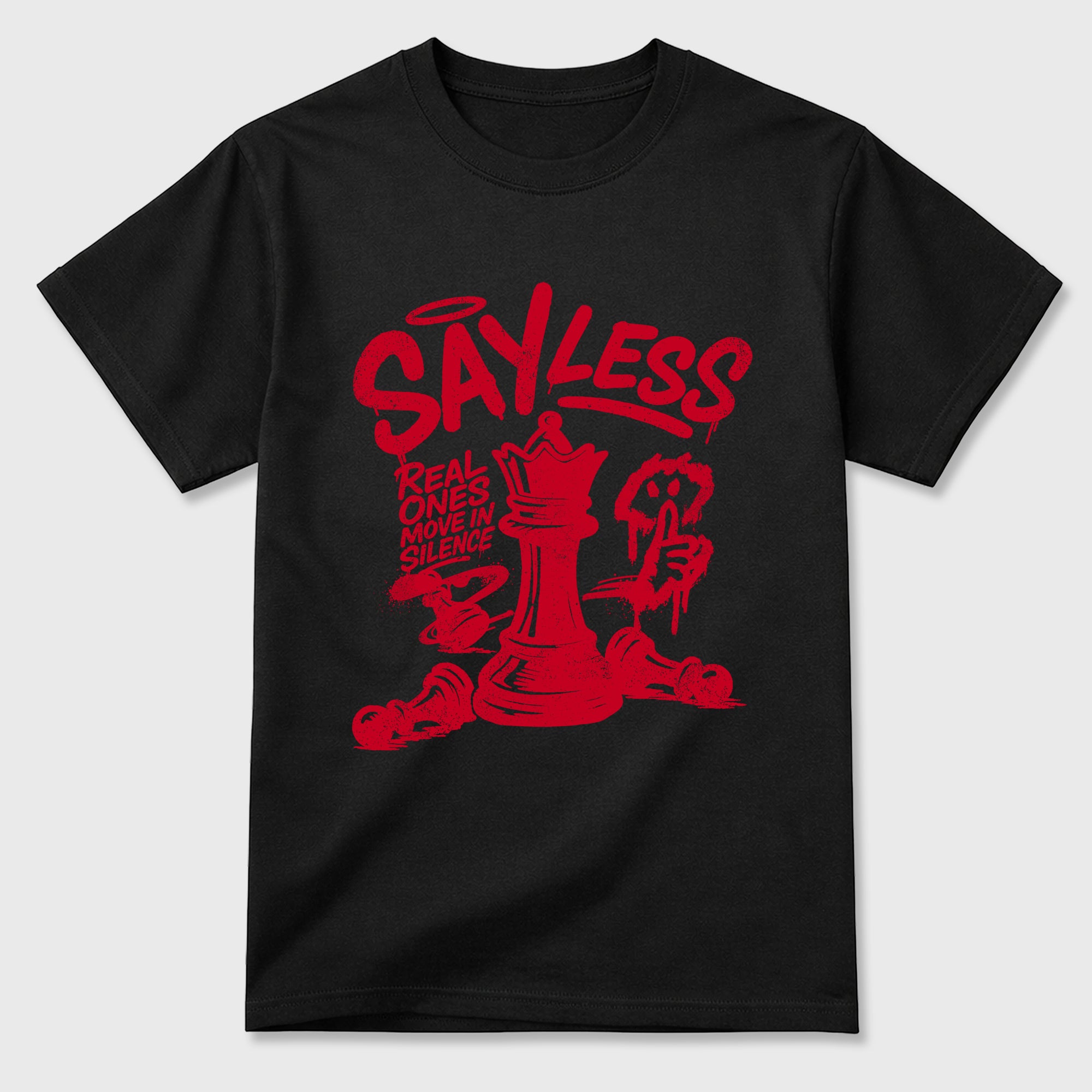 Say Less Graphic T-Shirt sneaker match tee designed for the Air Jordan 12 Bloodline, featuring coordinated color options for a perfect streetwear match. Black 2 shirt.