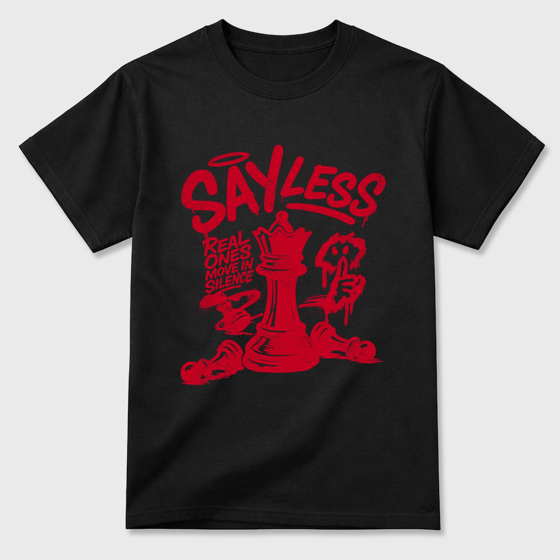 Say Less Graphic T-Shirt sneaker match tee designed for the Air Jordan 12 Bloodline, featuring coordinated color options for a perfect streetwear match. Black 2 shirt.