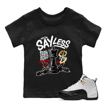 Sneaker match tees – Sneaker Tees To Match Air Jordan 12 Taxi Shoes – Say Less Kids T-Shirt Black 1