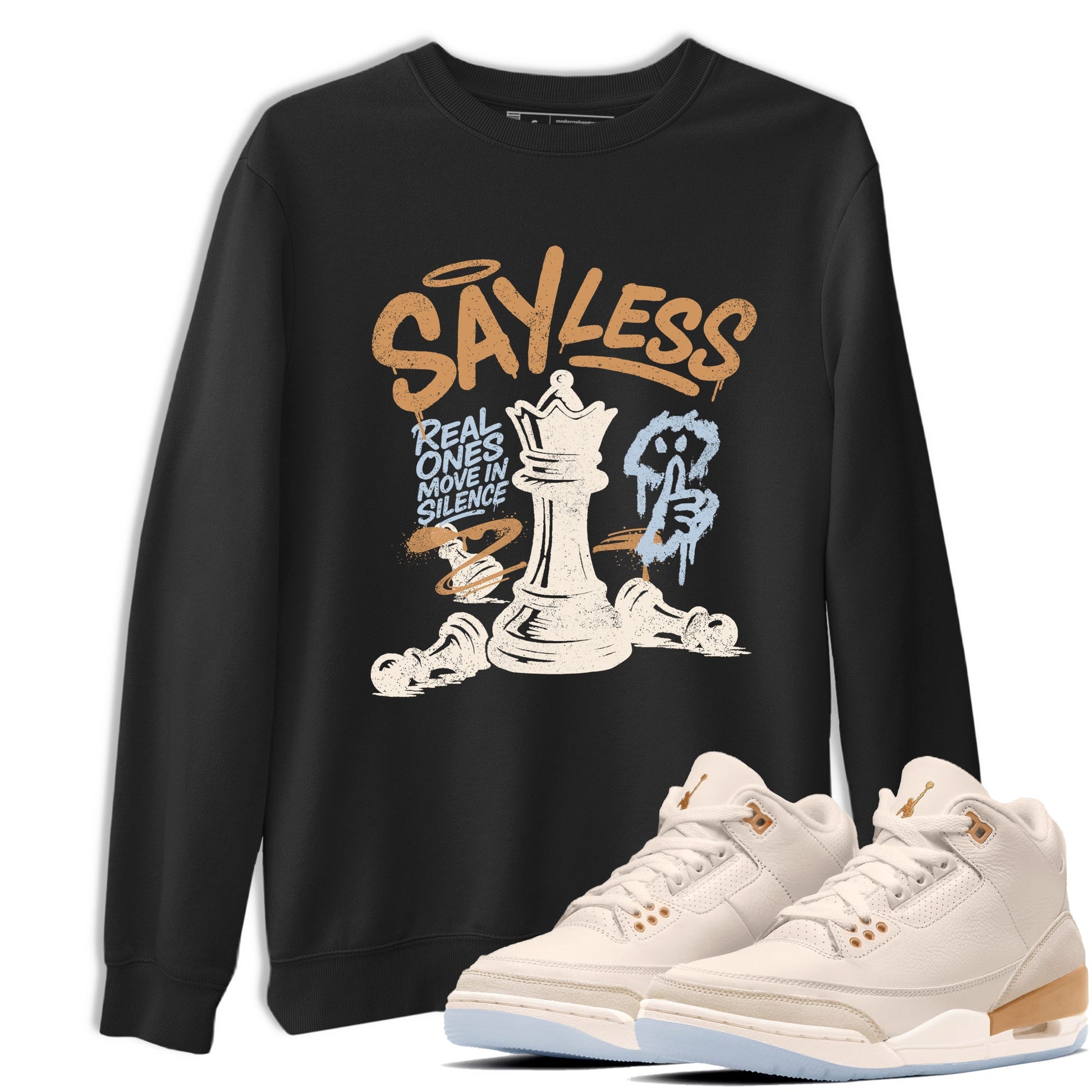 Sneaker match tees – Sneaker Tees To Match Air Jordan 3 Champagne and Oysters Shoes – Say Less Tee Black 1
