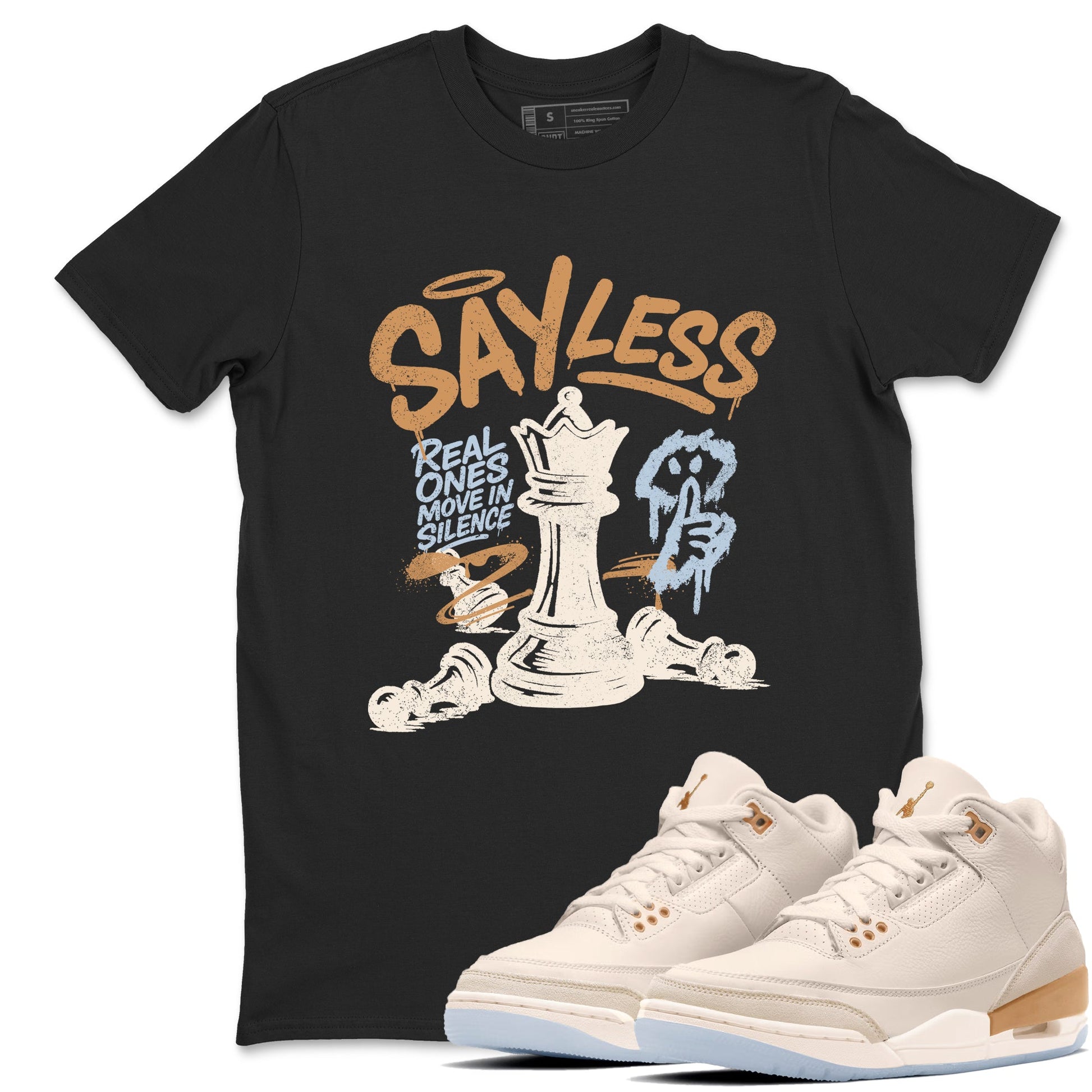 Sneaker match tees – Sneaker Tees To Match Air Jordan 3 Champagne and Oysters Shoes – Say Less Tee Black 1