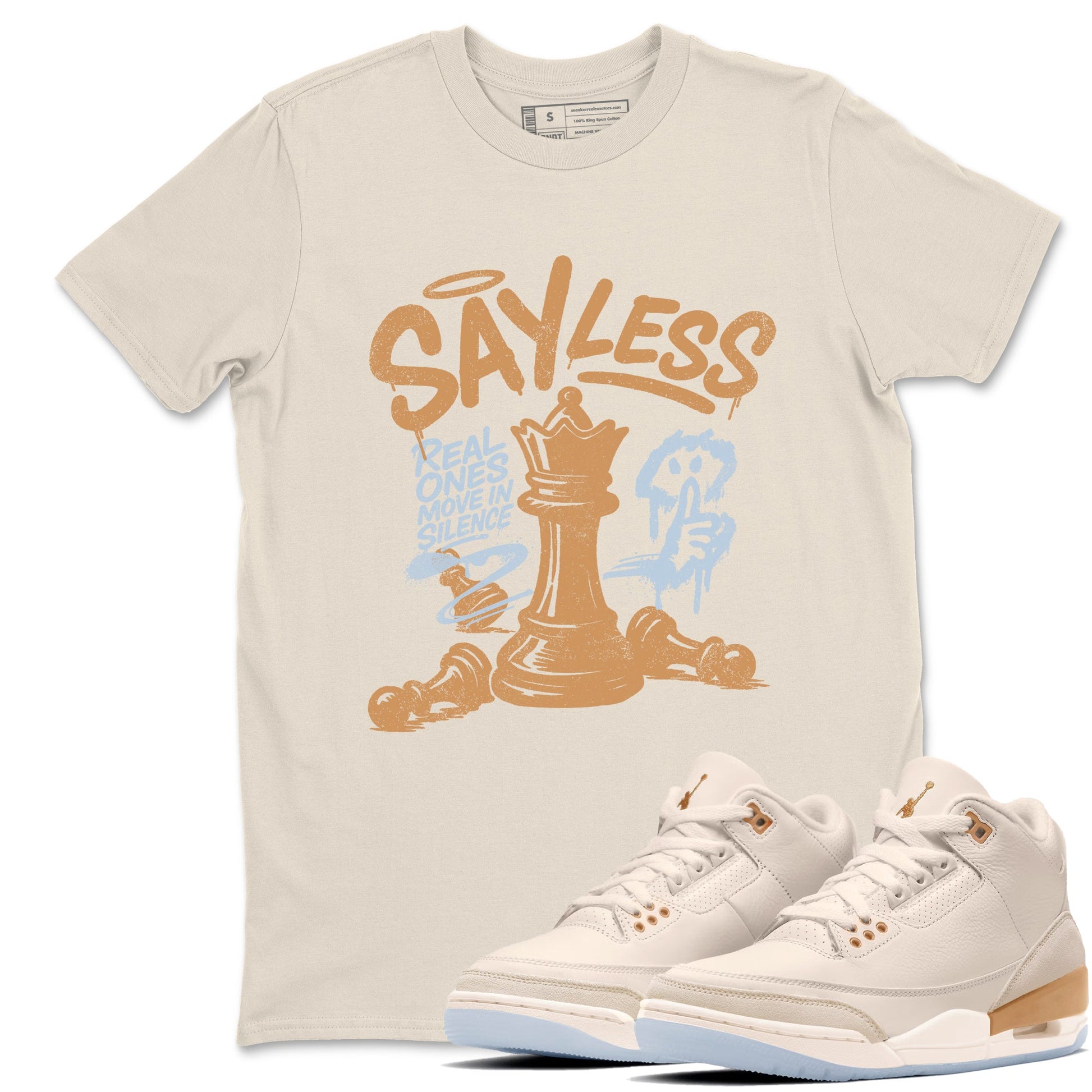 Sneaker match tees – Sneaker Tees To Match Air Jordan 3 Champagne and Oysters Shoes – Say Less Tee Natural 1