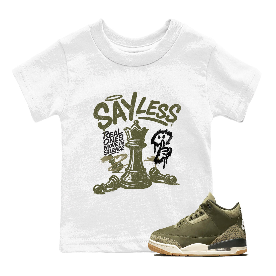 Sneaker Threads – Sneaker Threads To Match Air Jordan 3 Family Affair Shoes – Say Less Kids T-Shirt White 1