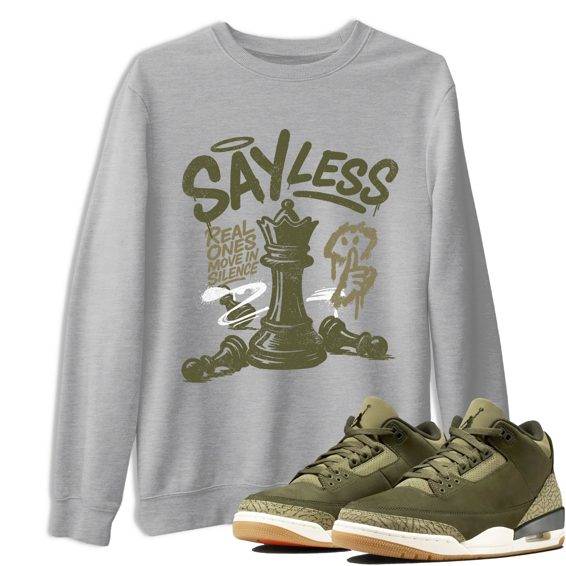 Sneaker Threads – Sneaker Threads To Match Air Jordan 3 Family Affair Shoes – Say Less Tee Heather Grey 1