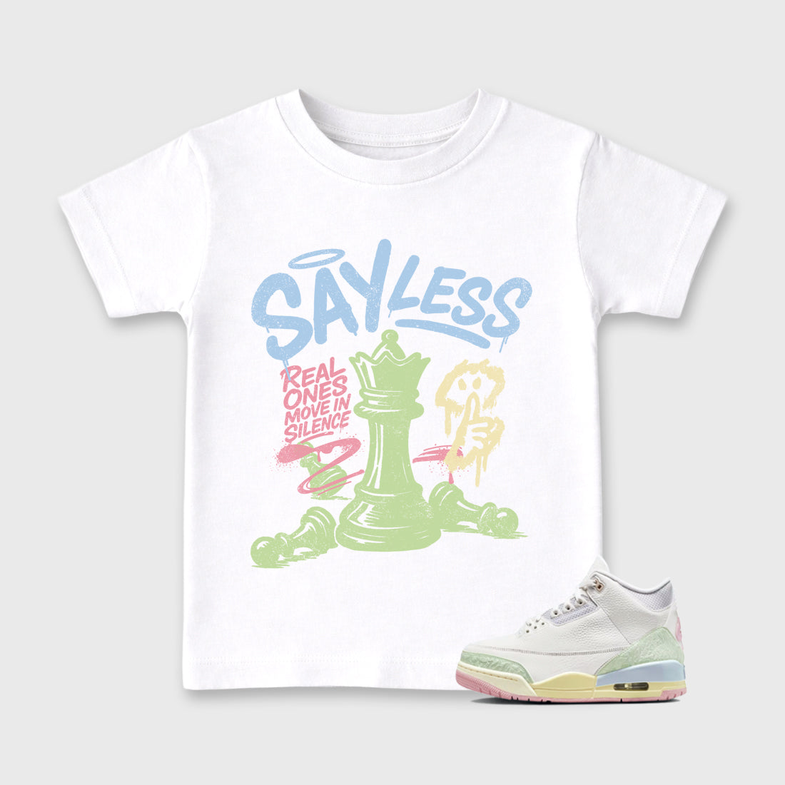 Sneaker match tees – Sneaker Tees To Match Air Jordan 3 Jade Aura Shoes – Say Less Kids T-Shirt White 1