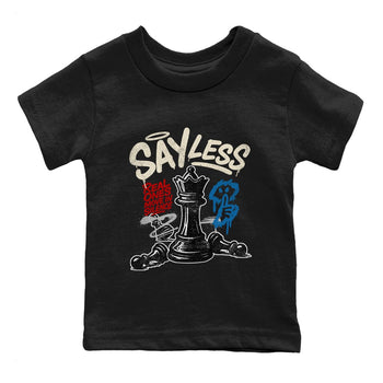 Say Less baby and kids t-shirt crafted for little sneakerheads to shine with the Air Jordan 3 Rare Air sneakers, displayed in Black 2.