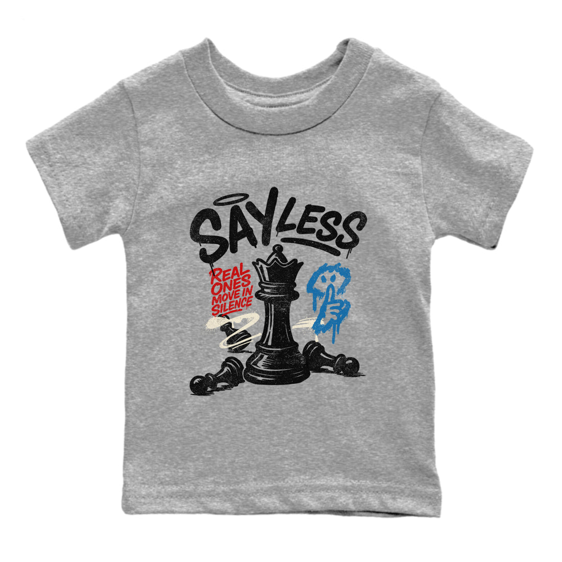 Say Less baby and kids t-shirt crafted for little sneakerheads to shine with the Air Jordan 3 Rare Air sneakers, displayed in Heather Grey 2.