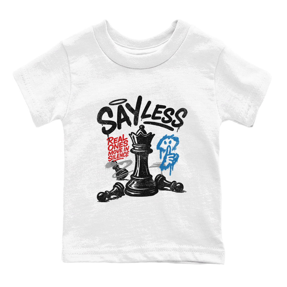 Say Less baby and kids t-shirt crafted for little sneakerheads to shine with the Air Jordan 3 Rare Air sneakers, displayed in White 2.