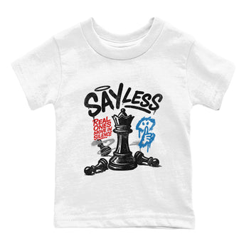 Say Less baby and kids t-shirt crafted for little sneakerheads to shine with the Air Jordan 3 Rare Air sneakers, displayed in White 2.