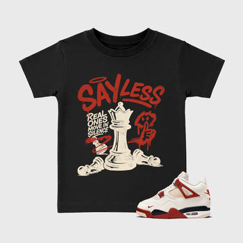 Perfect Sneakerhead Fashion Outfits – Sneaker Tees To Match Air Jordan 4 Brick After Brick Shoes – Say Less Kids Graphic T-Shirt Black 1