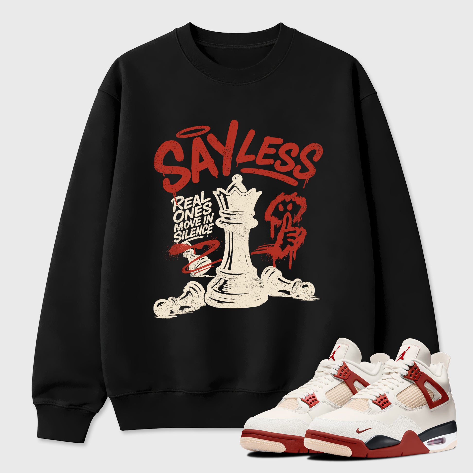 Perfect Sneakerhead Fashion Outfits – Sneaker Tees To Match Air Jordan 4 Brick After Brick Shoes – Say Less Graphic Tee Black 1