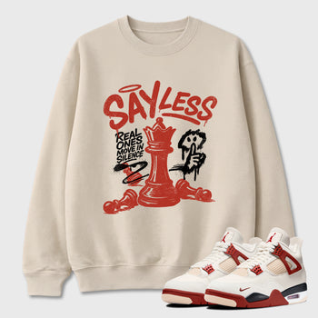 Perfect Sneakerhead Fashion Outfits – Sneaker Tees To Match Air Jordan 4 Brick After Brick Shoes – Say Less Graphic Tee Natural 1