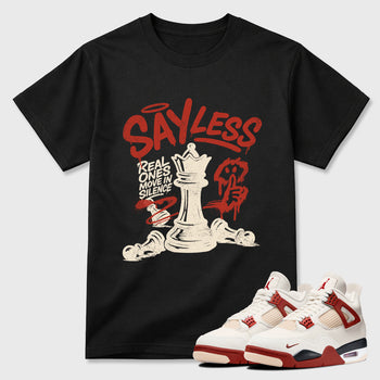 Perfect Sneakerhead Fashion Outfits – Sneaker Tees To Match Air Jordan 4 Brick After Brick Shoes – Say Less Graphic Tee Black 1