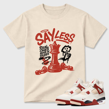 Perfect Sneakerhead Fashion Outfits – Sneaker Tees To Match Air Jordan 4 Brick After Brick Shoes – Say Less Graphic Tee Natural 1