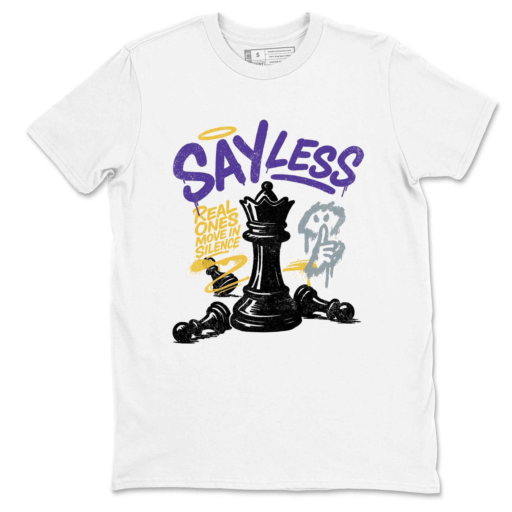 Sneaker match tees – Sneaker Tees To Match Air Jordan 4 Lakeshow Shoes – Say Less Tee White 1