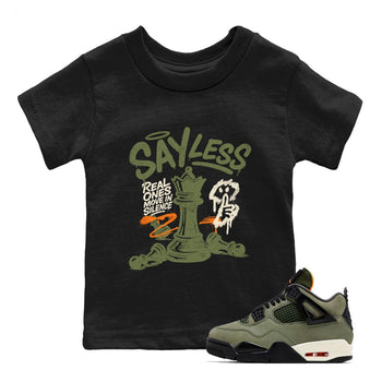 Sneaker match tees – Sneaker Tees To Match Undefeated inspired colorways Air Jordan 4 OG Olive Shoes  – Say Less Kids T-Shirt Black 1