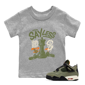 Sneaker match tees – Sneaker Tees To Match Undefeated inspired colorways Air Jordan 4 OG Olive Shoes  – Say Less Kids T-Shirt Heather Grey 1