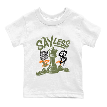 Sneaker match tees – Sneaker Tees To Match Undefeated inspired colorways Air Jordan 4 OG Olive Shoes  – Say Less Kids T-Shirt White 2