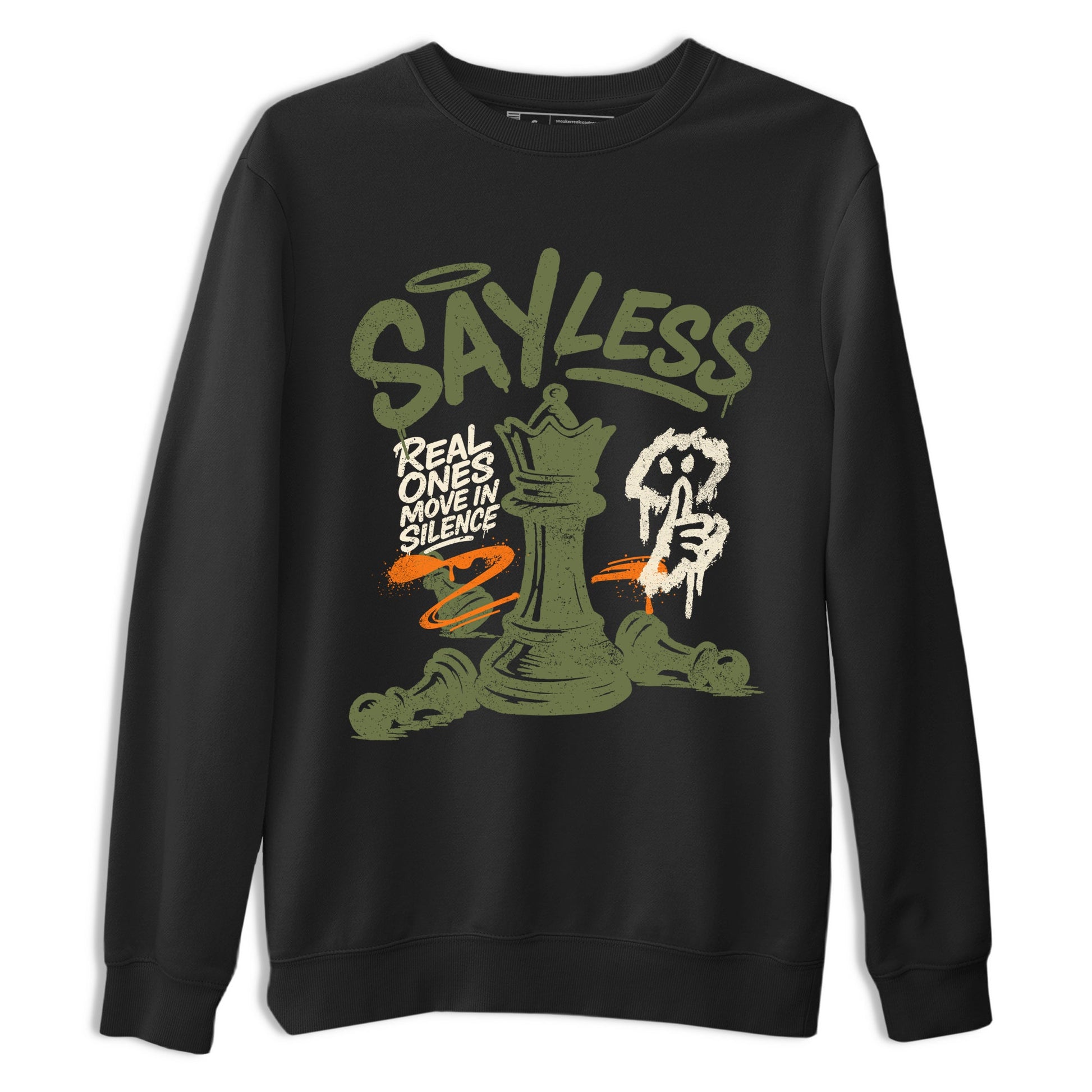 Sneaker match tees – Sneaker Tees To Match Undefeated inspired colorways Air Jordan 4 OG Olive Shoes  – Say Less Tee Black 2