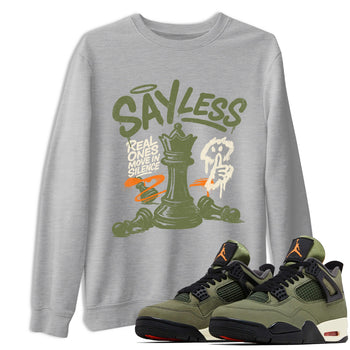 Sneaker match tees – Sneaker Tees To Match Undefeated inspired colorways Air Jordan 4 OG Olive Shoes  – Say Less Tee Heather Grey 1