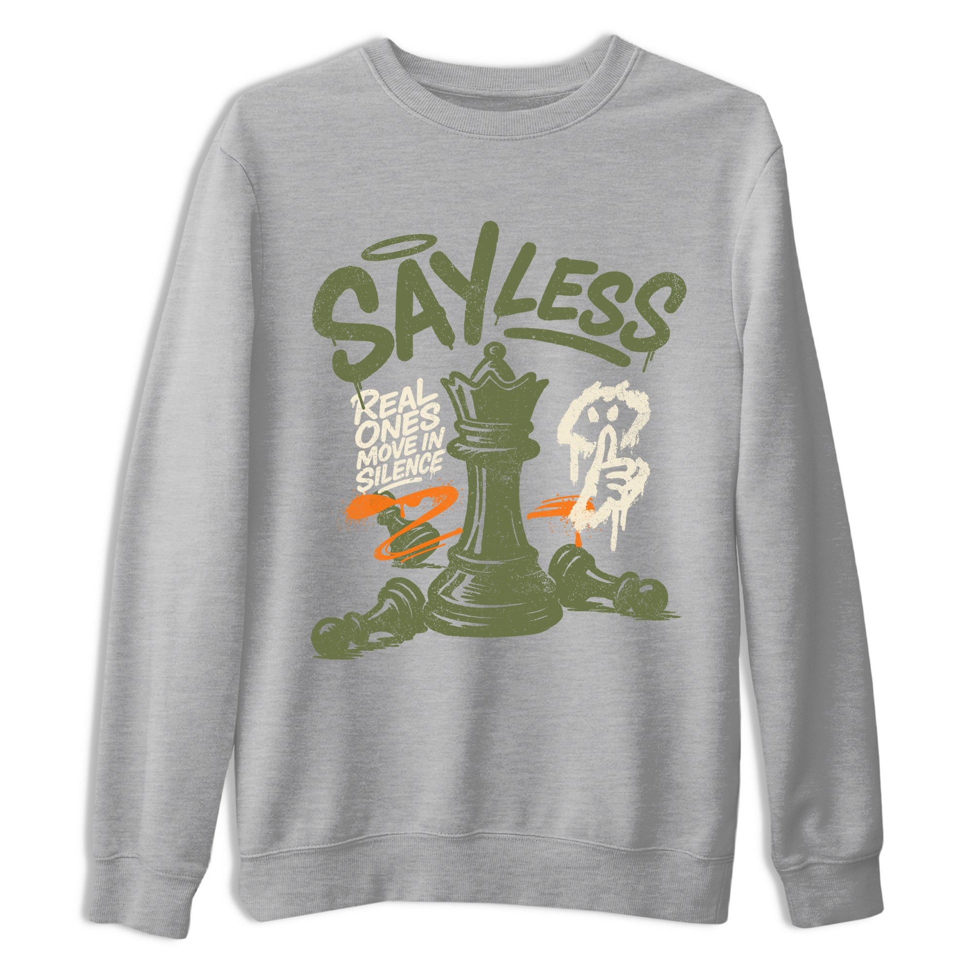 Sneaker match tees – Sneaker Tees To Match Undefeated inspired colorways Air Jordan 4 OG Olive Shoes  – Say Less Tee Heather Grey 2