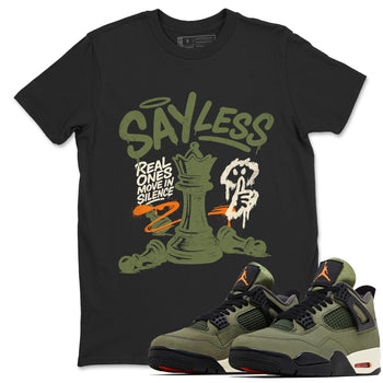 Sneaker match tees – Sneaker Tees To Match Undefeated inspired colorways Air Jordan 4 OG Olive Shoes  – Say Less Tee Black 1