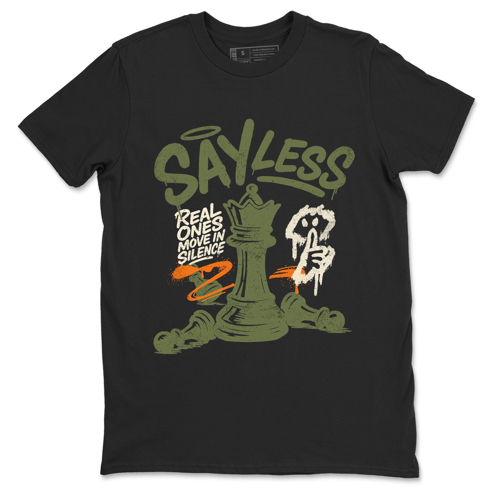 Sneaker match tees – Sneaker Tees To Match Undefeated inspired colorways Air Jordan 4 OG Olive Shoes  – Say Less Tee Black 2