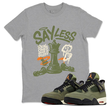 Sneaker match tees – Sneaker Tees To Match Undefeated inspired colorways Air Jordan 4 OG Olive Shoes  – Say Less Tee Heather Grey 1