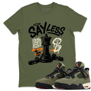 Sneaker match tees – Sneaker Tees To Match Undefeated inspired colorways Air Jordan 4 OG Olive Shoes  – Say Less Tee Military Green 1