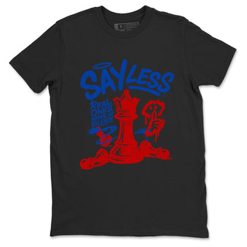 Say Less sneaker match t-shirt styled to complete your fit with the Air Jordan 4 Rare Air sneakers, shown in Black 2.