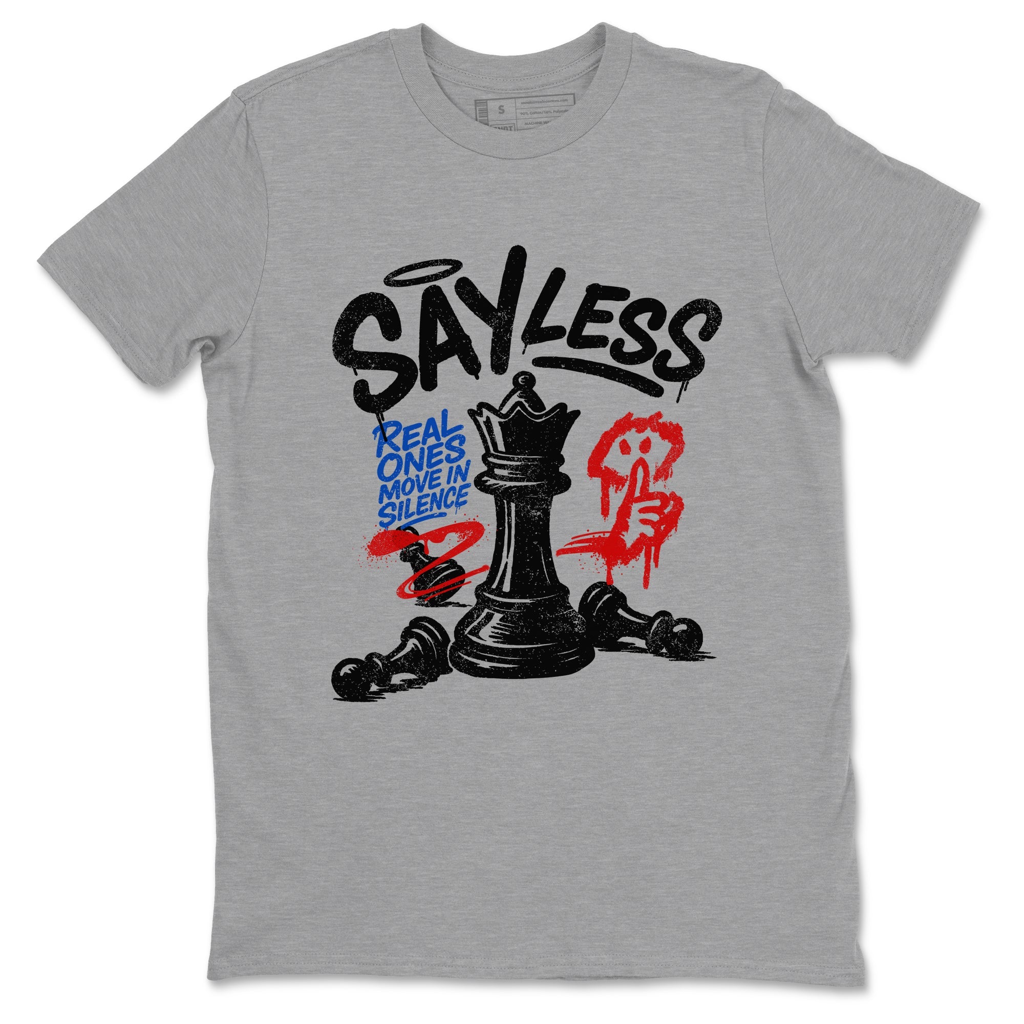 Say Less sneaker match t-shirt styled to complete your fit with the Air Jordan 4 Rare Air sneakers, shown in Heather Grey 2.