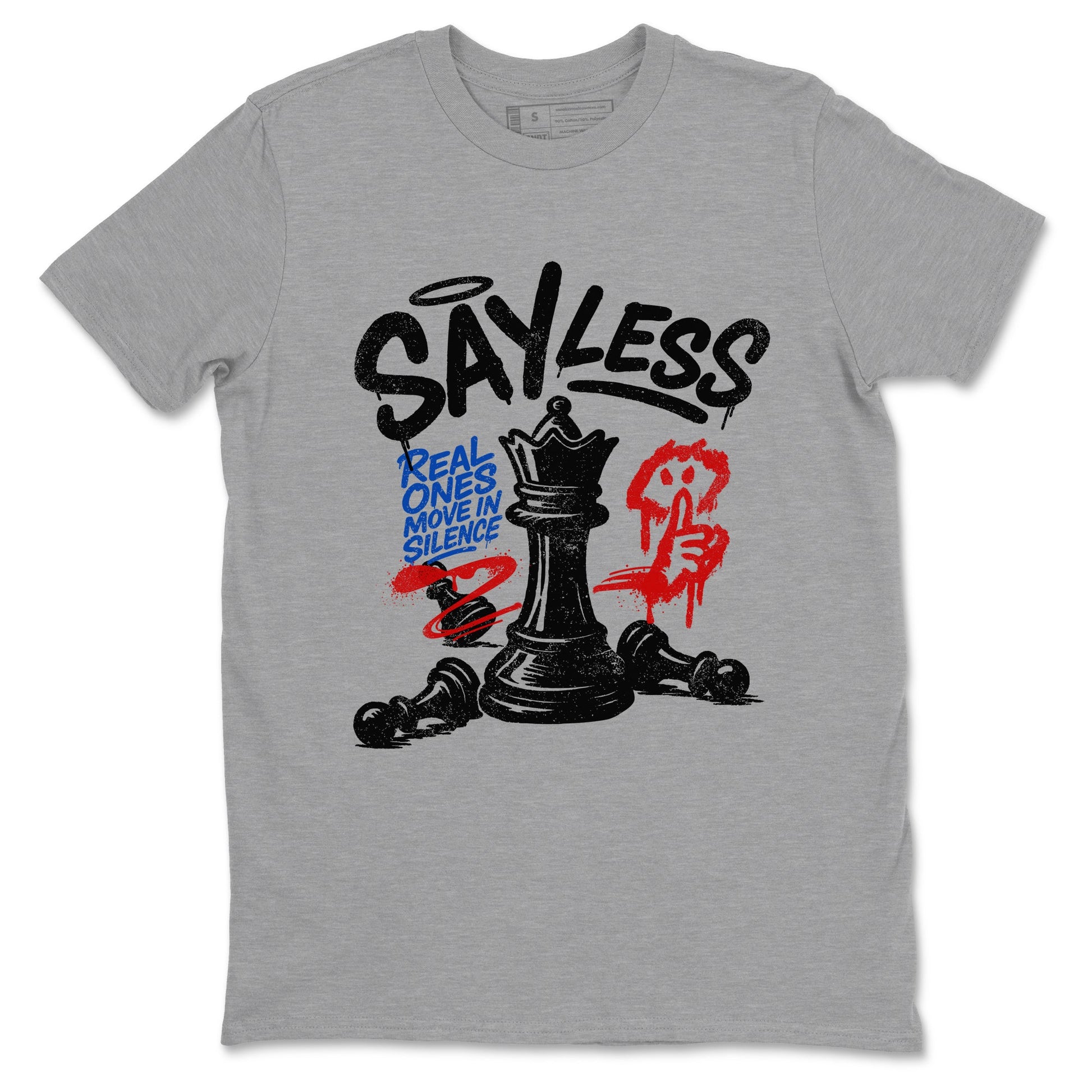 Say Less sneaker match t-shirt styled to complete your fit with the Air Jordan 4 Rare Air sneakers, shown in Heather Grey 2.