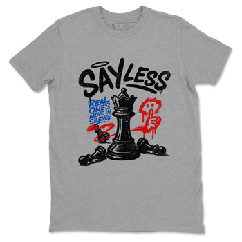 Say Less sneaker match t-shirt styled to complete your fit with the Air Jordan 4 Rare Air sneakers, shown in Heather Grey 2.