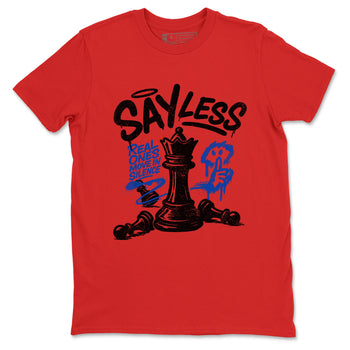 Say Less sneaker match t-shirt styled to complete your fit with the Air Jordan 4 Rare Air sneakers, shown in Red 2.