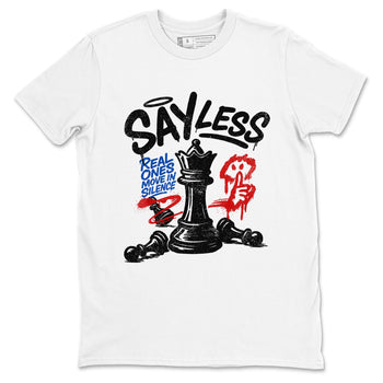 Say Less sneaker match t-shirt styled to complete your fit with the Air Jordan 4 Rare Air sneakers, shown in White 2.