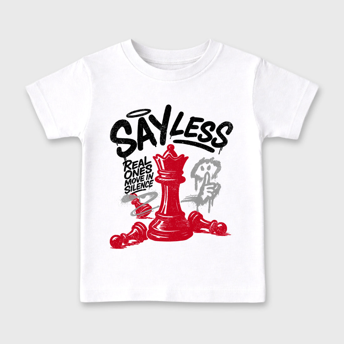 Say Less affordable baby and kids t-shirt designed to match the Air Jordan 4 Toro Bravo, featuring coordinated White 2 options for the perfect little sneakerhead streetwear look.
