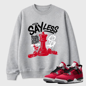 Say Less Graphic T-Shirt sneaker match tee designed for the Air Jordan 4 Toro Bravo, featuring coordinated color options for a perfect streetwear match. Heather Grey 1 shirt.