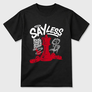 Say Less Graphic T-Shirt sneaker match tee designed for the Air Jordan 4 Toro Bravo, featuring coordinated color options for a perfect streetwear match. Black 2 shirt.