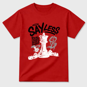 Say Less Graphic T-Shirt sneaker match tee designed for the Air Jordan 4 Toro Bravo, featuring coordinated color options for a perfect streetwear match. Red 2 shirt.