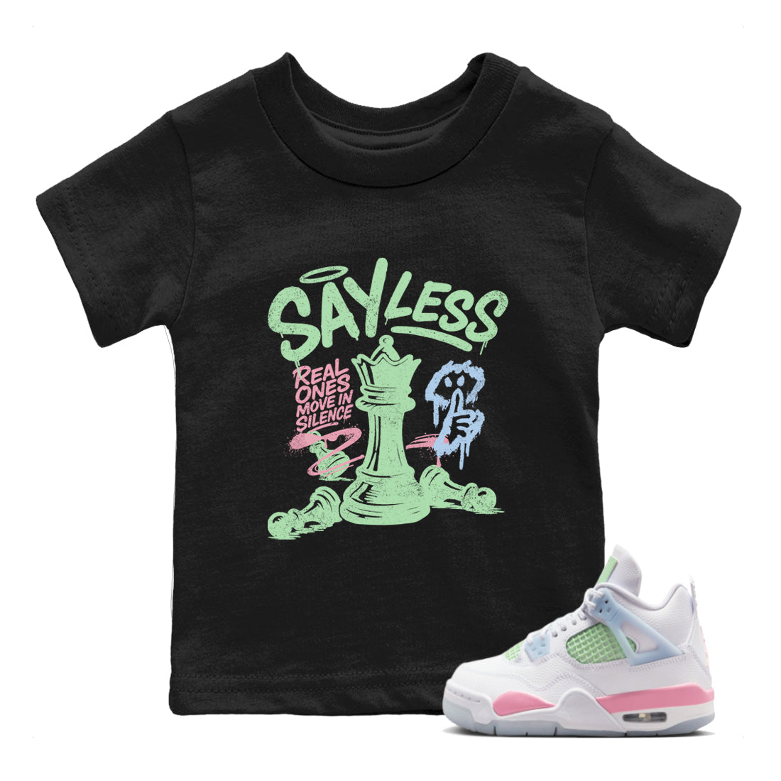Best Sneakerfits graphic tee – Perfect Valentine's Day outfits to match Air Jordan 4 Valentines Day Kids – Say Less Kids T-Shirt Black 1