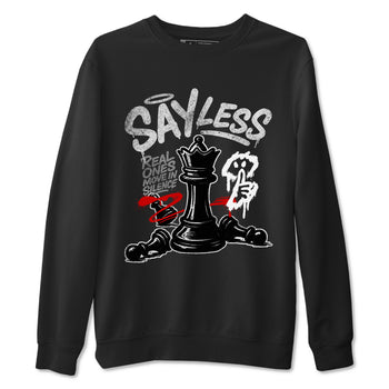 Say Less sneaker match t-shirt styled to complete your fit with the Air Jordan 4 White Cement sneakers, shown in Black 2.