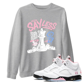 Sneaker match tees – Sneaker Tees To Match Air Jordan 5 Medium Soft Pink Shoes – Say Less Tee Heather Grey 1
