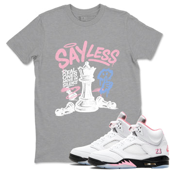 Sneaker match tees – Sneaker Tees To Match Air Jordan 5 Medium Soft Pink Shoes – Say Less Tee Heather Grey 1