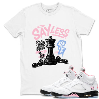 Sneaker match tees – Sneaker Tees To Match Air Jordan 5 Medium Soft Pink Shoes – Say Less Tee White 1