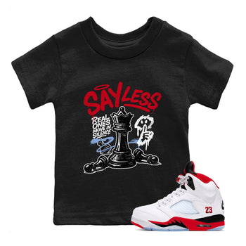 Sneaker match tees – Sneaker Tees To Match Air Jordan 5 Fire Red Shoes – Say Less Kids T-Shirt Black 1