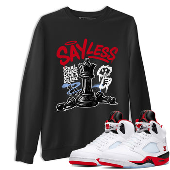 Sneaker match tees – Sneaker Tees To Match Air Jordan 5 Fire Red Shoes – Say Less Tee Black 1
