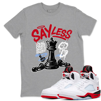 Sneaker match tees – Sneaker Tees To Match Air Jordan 5 Fire Red Shoes – Say Less Tee Heather Grey 1